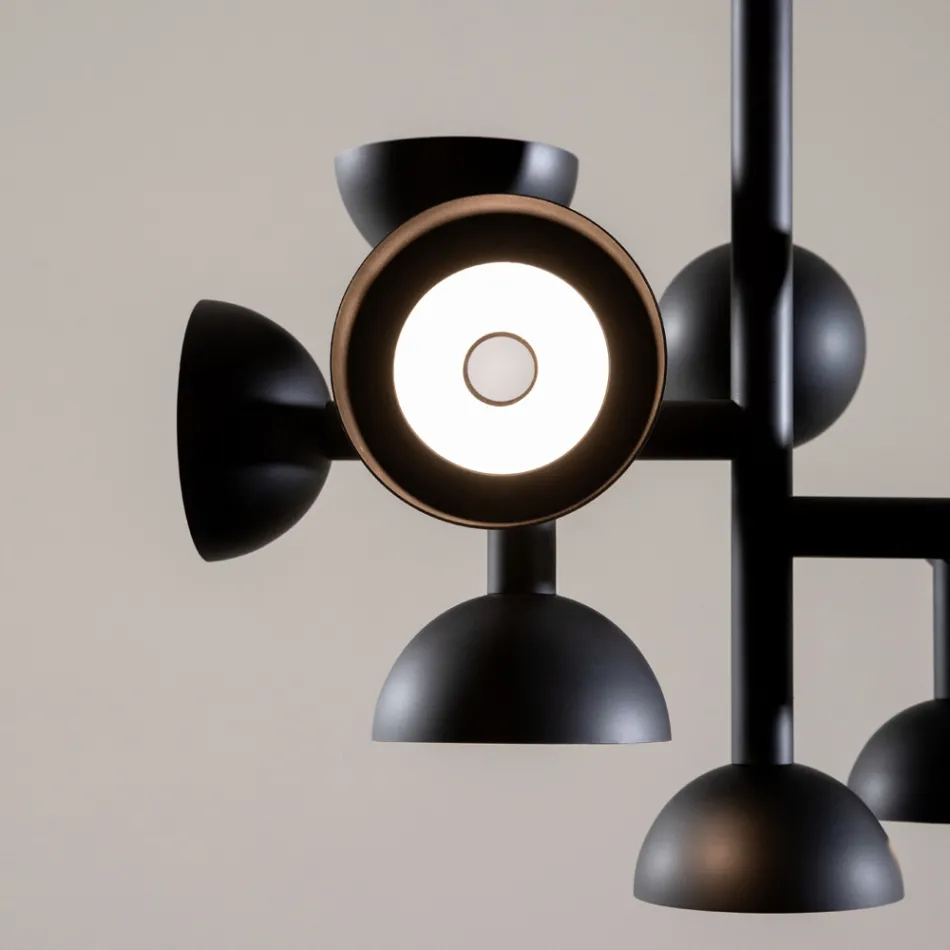 Suspension Lamp 9 Lights Design in White or Black Aluminium - Celio Viadurini