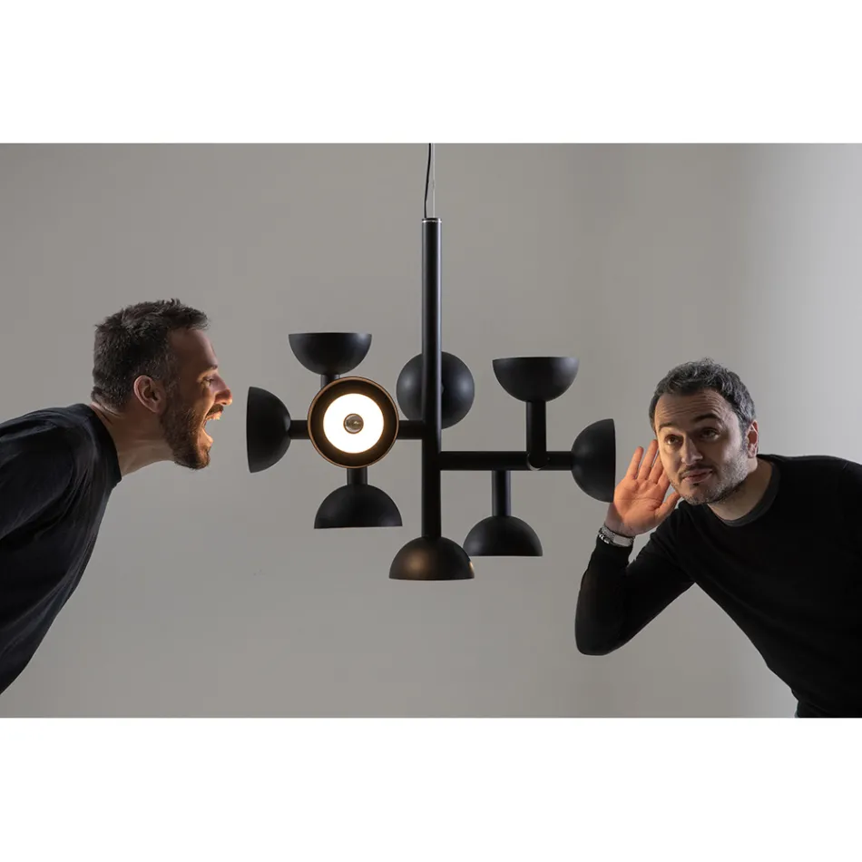 Suspension Lamp 9 Lights Design in White or Black Aluminium - Celio Viadurini