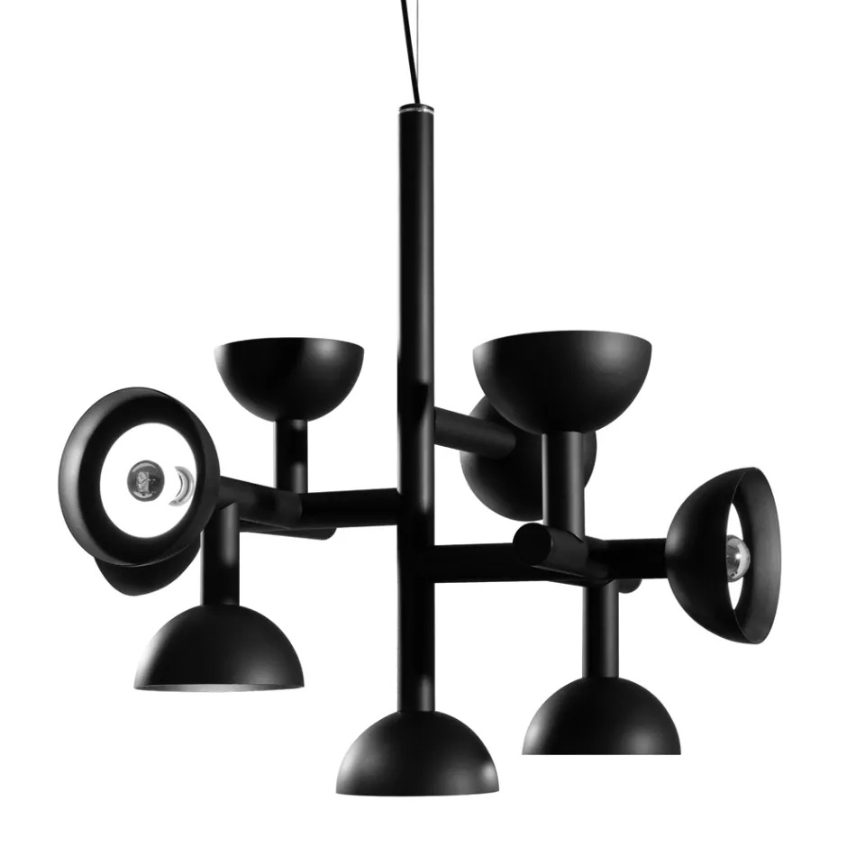 Suspension Lamp 9 Lights Design in White or Black Aluminium - Celio Viadurini