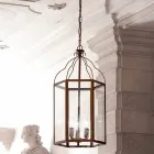 Pendant lamp with 3 lights brass and glass Turandot Viadurini