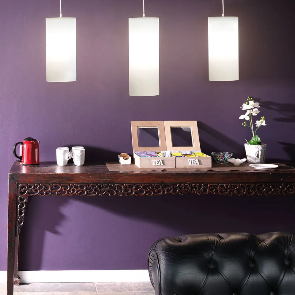 Cylindrical Suspension Lamp in Polyethylene Made in Italy - Minervo Viadurini