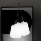 Suspension Lamp with 3 Lights in Metal and Ceramic Glass Made in Italy - Speak Viadurini