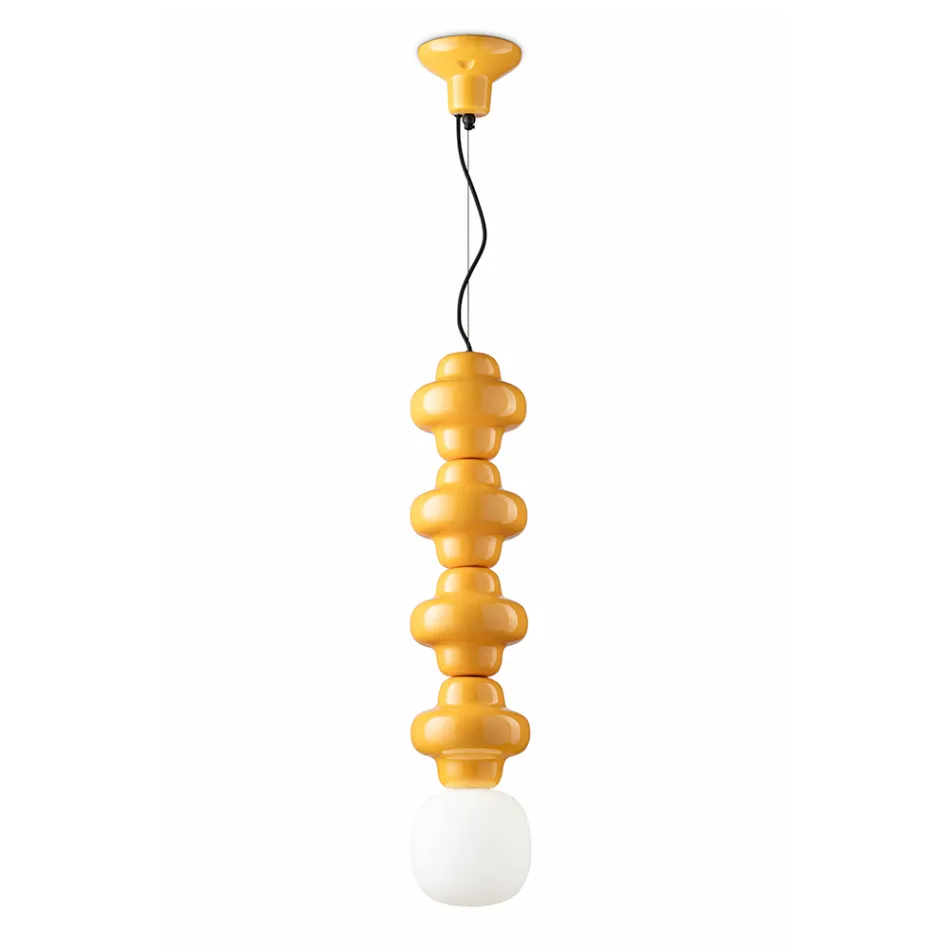 Suspension Lamp with 4 Elements in Ceramic and Glass Made in Italy - Capocabana Viadurini