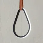 Suspension Lamp with Geometric Shapes and Detail in Faux Leather - Cypress Viadurini