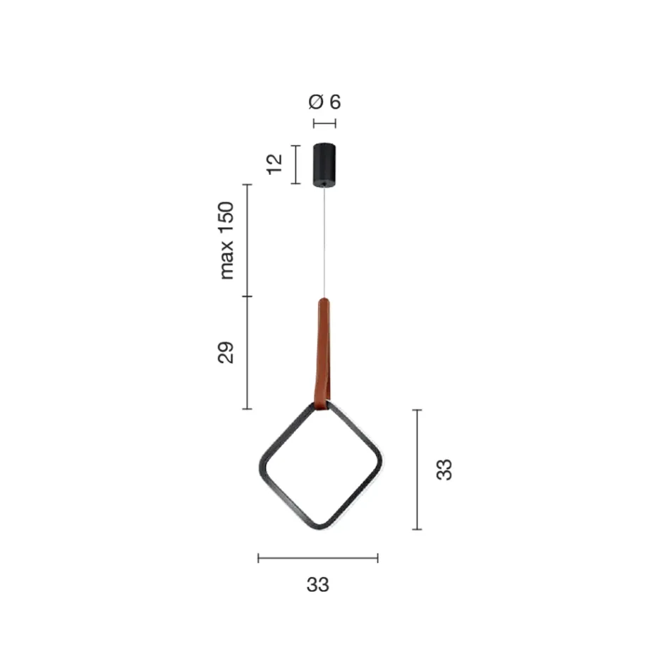 Suspension Lamp with Geometric Shapes and Detail in Faux Leather - Cypress Viadurini