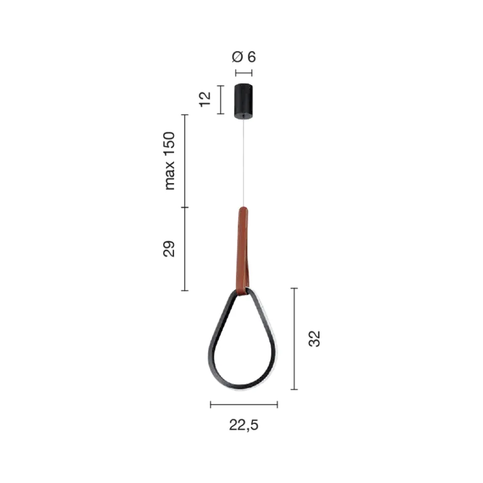 Suspension Lamp with Geometric Shapes and Detail in Faux Leather - Cypress Viadurini