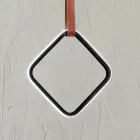 Suspension Lamp with Geometric Shapes and Detail in Faux Leather - Cypress Viadurini