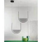 Suspension Lamp with Removable Insert in Granulated Glass - Catalpa Viadurini
