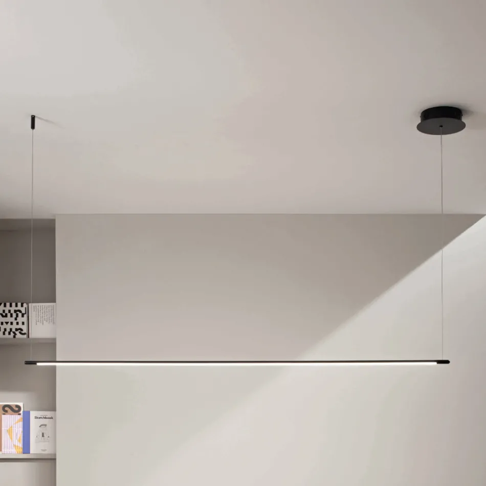 Pendant Lamp with LED Light and Length-Adjustable Cables - Orange Viadurini