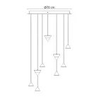 Design Suspension Lamp 5 or 7 Lights Black Aluminium Wire - Mercado Viadurini