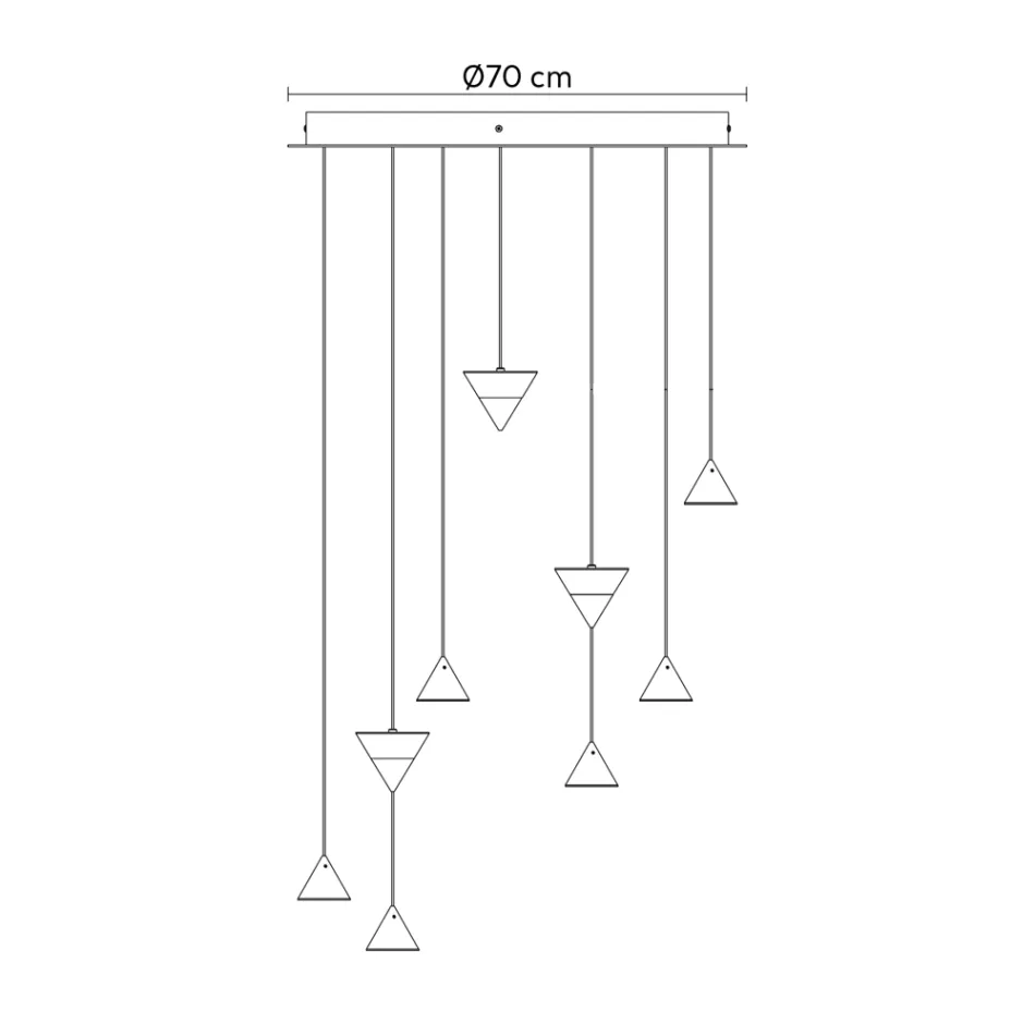 Design Suspension Lamp 5 or 7 Lights Black Aluminium Wire - Mercado Viadurini