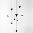 Design Suspension Lamp 5 or 7 Lights Black Aluminium Wire - Mercado Viadurini