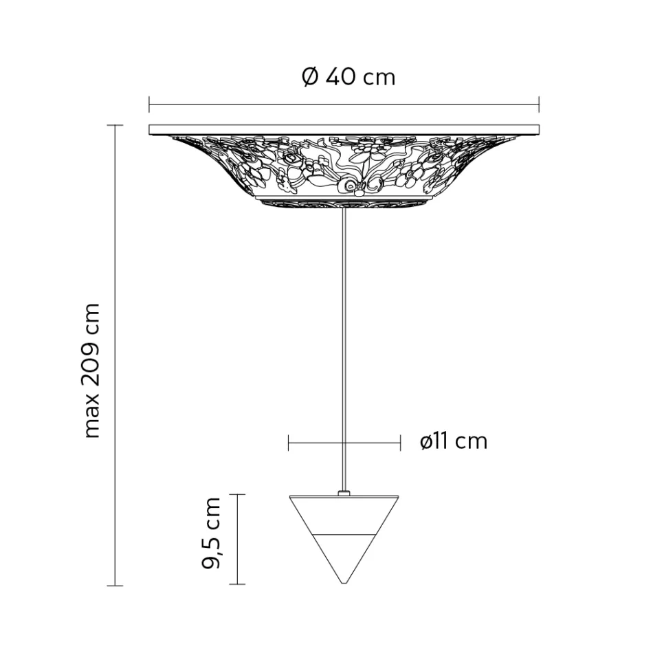 Suspension Lamp Design White Gypsum and Black Aluminium 1 Cone - Tesera Viadurini