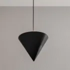 Suspension Lamp Design White Gypsum and Black Aluminium 1 Cone - Tesera Viadurini