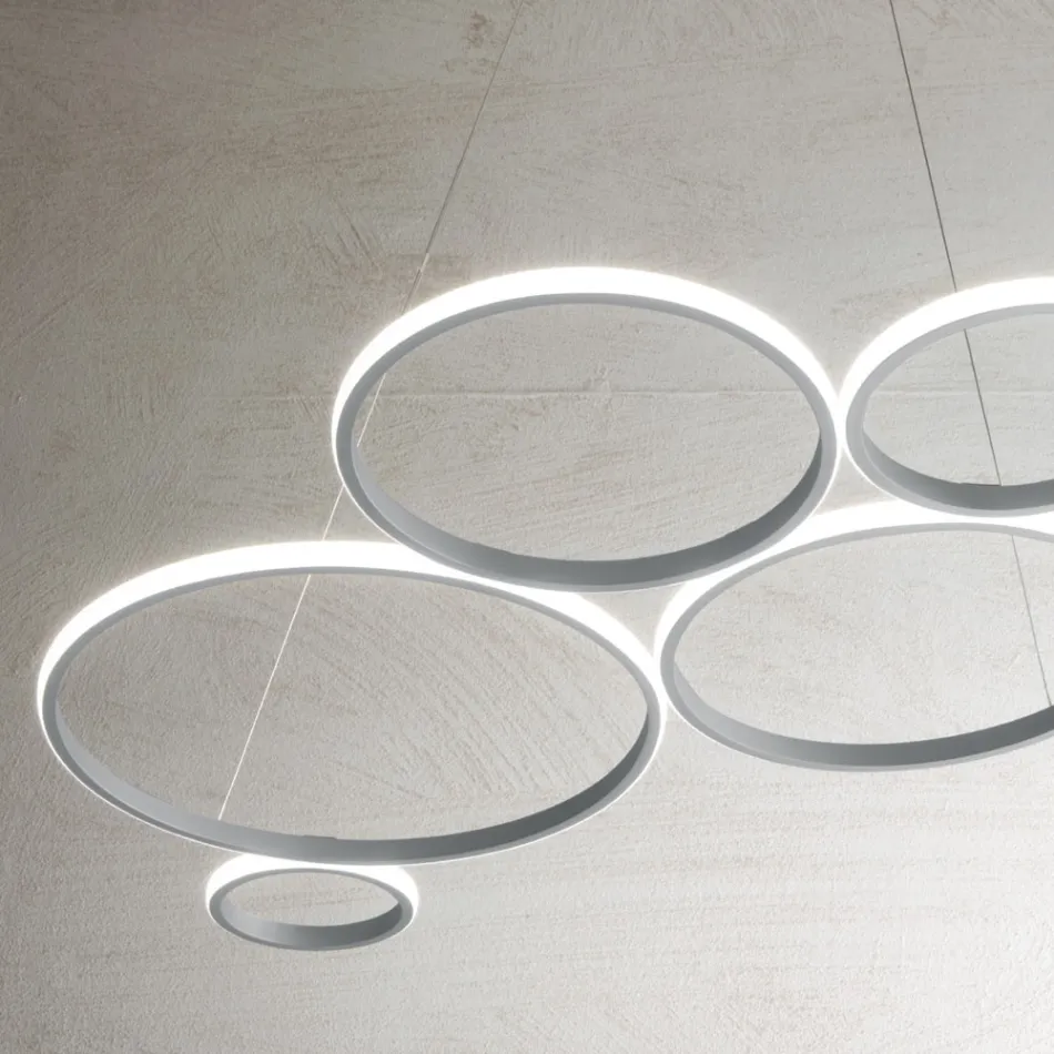 Design Suspension Lamp for Lounge in Silver or Gold Metal - Olimpo Viadurini