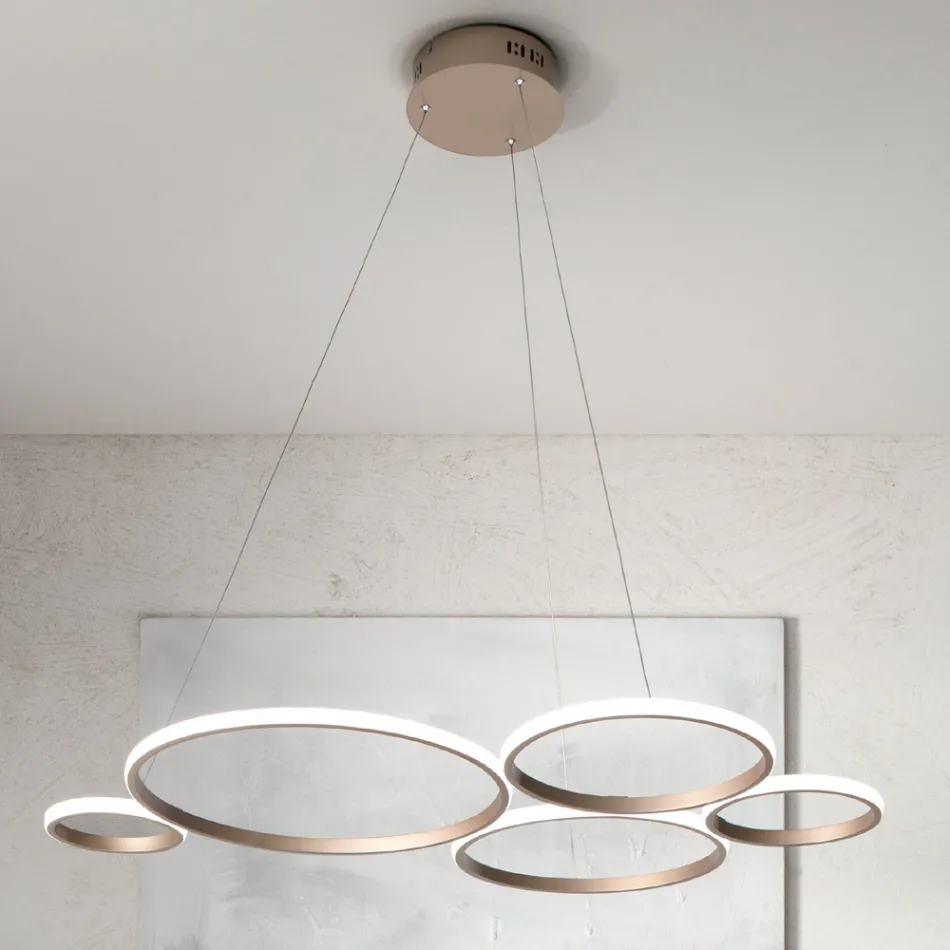 Design Suspension Lamp for Lounge in Silver or Gold Metal - Olimpo Viadurini