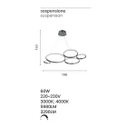 Design Suspension Lamp for Lounge in Silver or Gold Metal - Olimpo Viadurini