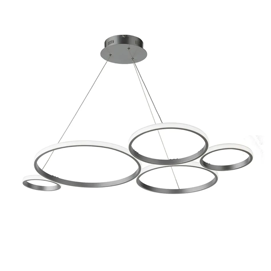 Design Suspension Lamp for Lounge in Silver or Gold Metal - Olimpo Viadurini
