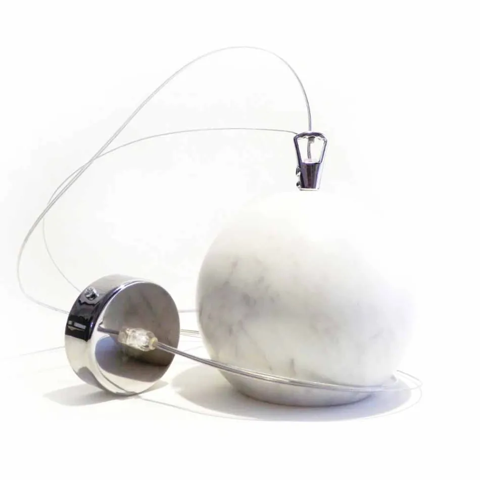 Design Suspension Lamp in White Carrara Marble Made in Italy - Panda Viadurini