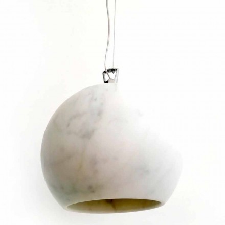 Design Suspension Lamp in White Carrara Marble Made in Italy - Panda Viadurini