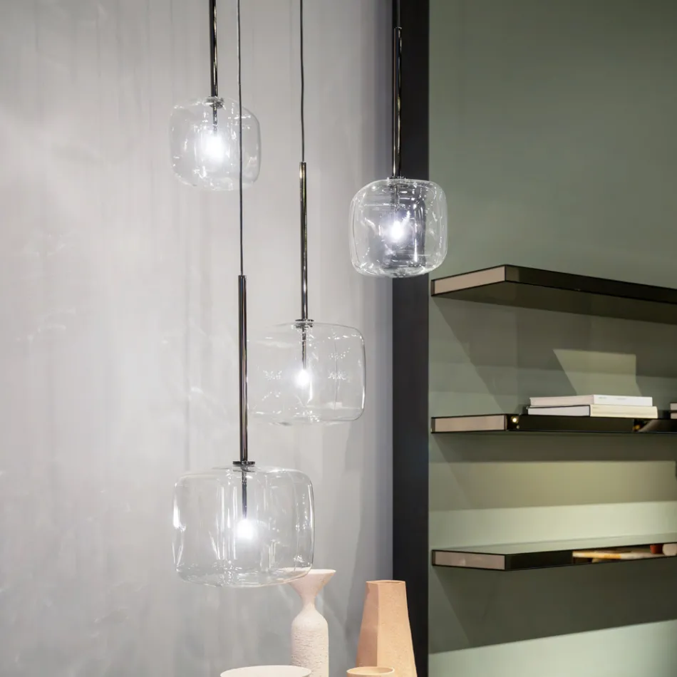 Design Suspension Lamp in Metal and Glass Made in Italy - Donatina Viadurini