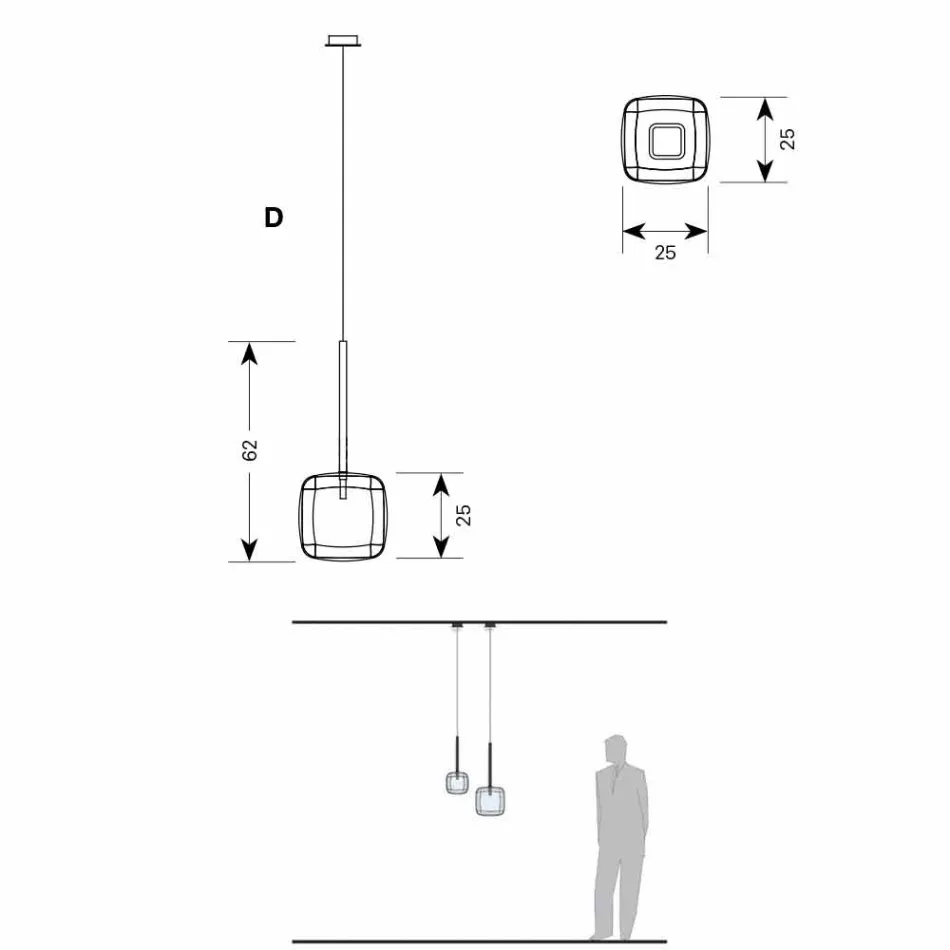 Design Suspension Lamp in Shiny Metal Made in Italy - Donatina Viadurini