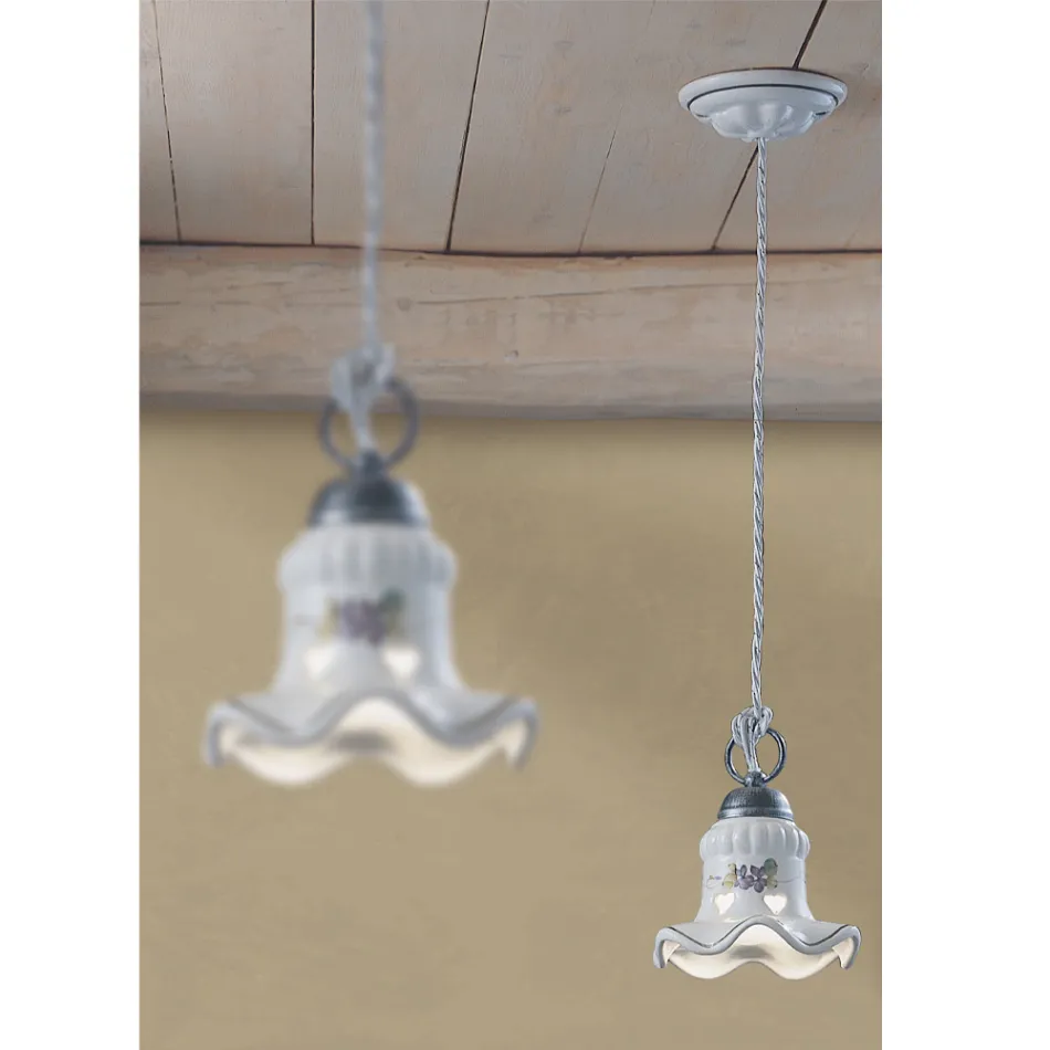 Hand Painted Hand Painted Iron and Ceramic Pendant Lamp - Chieti Viadurini