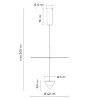 Aluminium Suspension Lamp with White Plate and Black Cone - Padel Viadurini