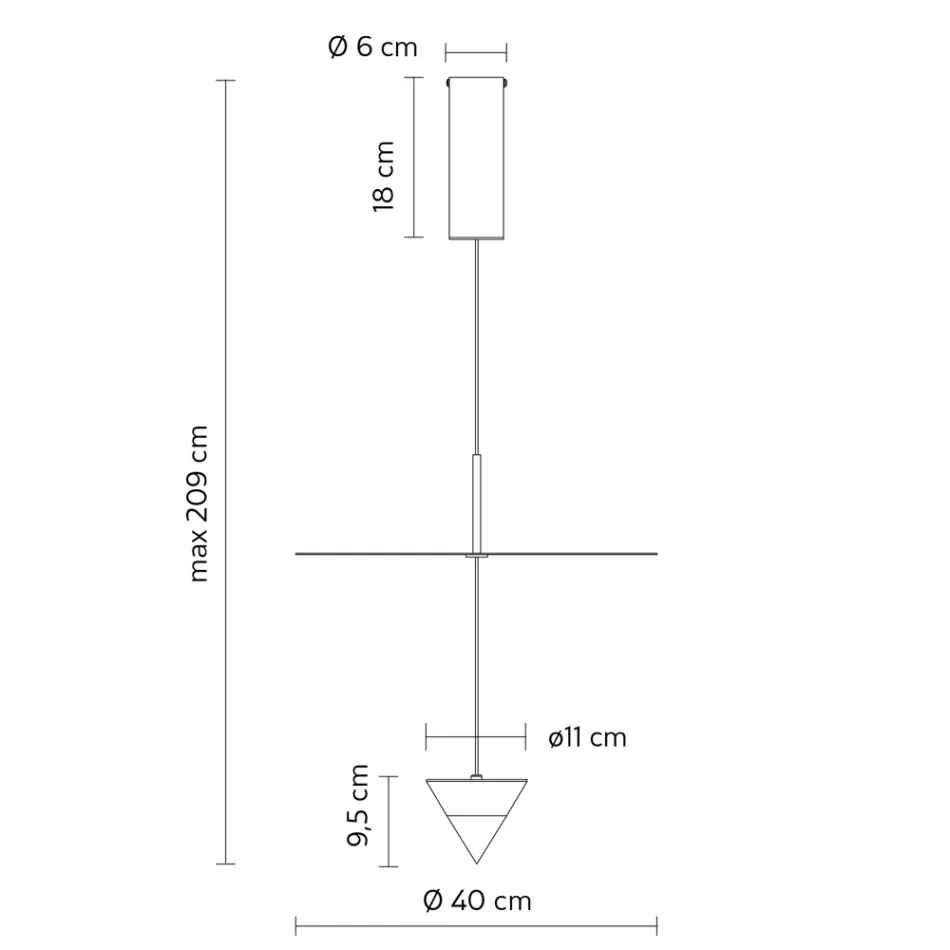 Aluminium Suspension Lamp with White Plate and Black Cone - Padel Viadurini