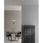Aluminium Suspension Lamp with White Plate and Black Cone - Padel Viadurini