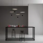 Aluminium Suspension Lamp with White Plate and Black Cone - Padel Viadurini