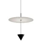 Aluminium Suspension Lamp with White Plate and Black Cone - Padel Viadurini