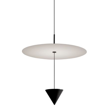 Aluminium Suspension Lamp with White Plate and Black Cone - Padel Viadurini