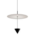 Aluminium Suspension Lamp with White Plate and Black Cone - Padel