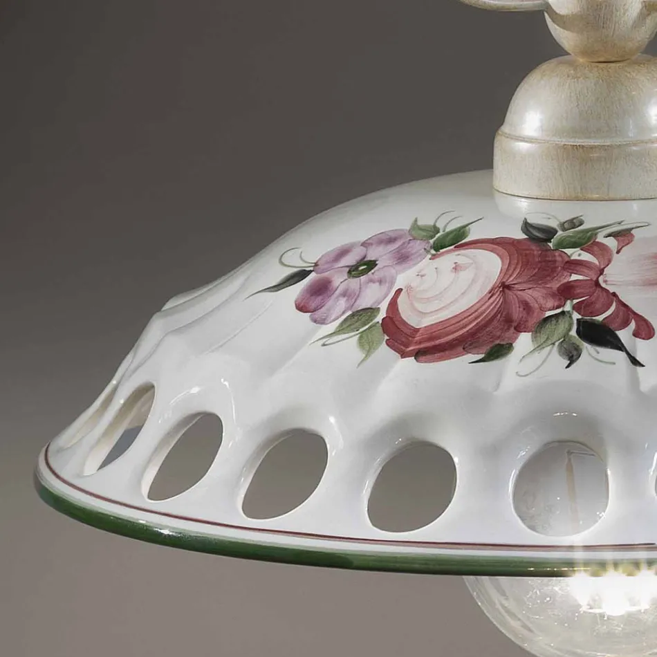 Handcrafted Ceramic Suspension Lamp with Passanastri - Naples Viadurini