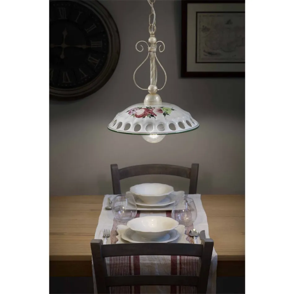 Handcrafted Ceramic Suspension Lamp with Passanastri - Naples Viadurini