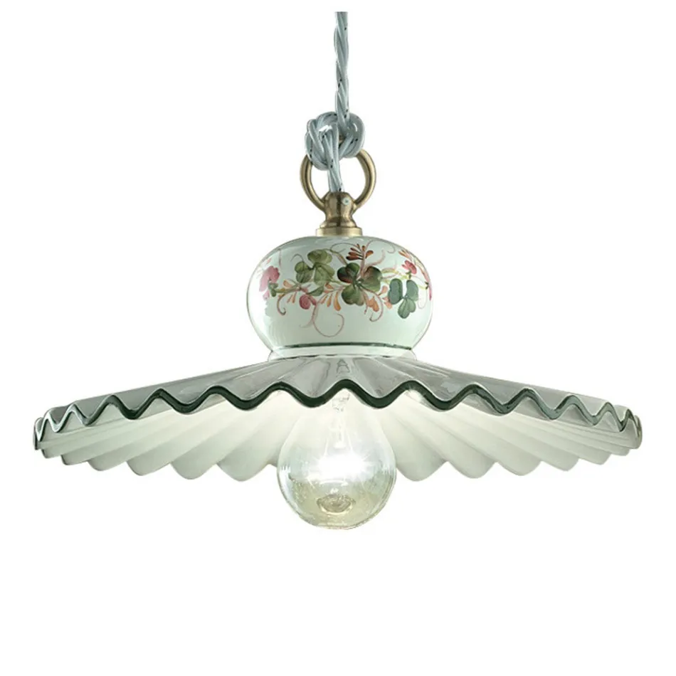 Hand-Decorated Artisan Ceramic Suspension Lamp - Rome Viadurini