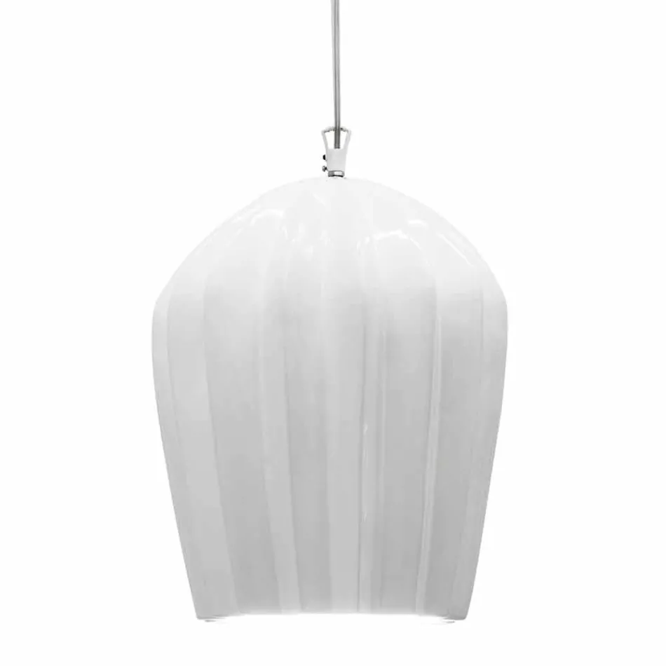 Suspension Lamp in Glossy White Ceramic Design in 4 Shapes - Oasis Viadurini