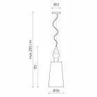 Suspension Lamp in White Ceramic Lampshade in Linen Long Design - Cadabra Viadurini