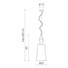 Suspension Lamp in White Ceramic Lampshade in Linen Long Design - Cadabra Viadurini