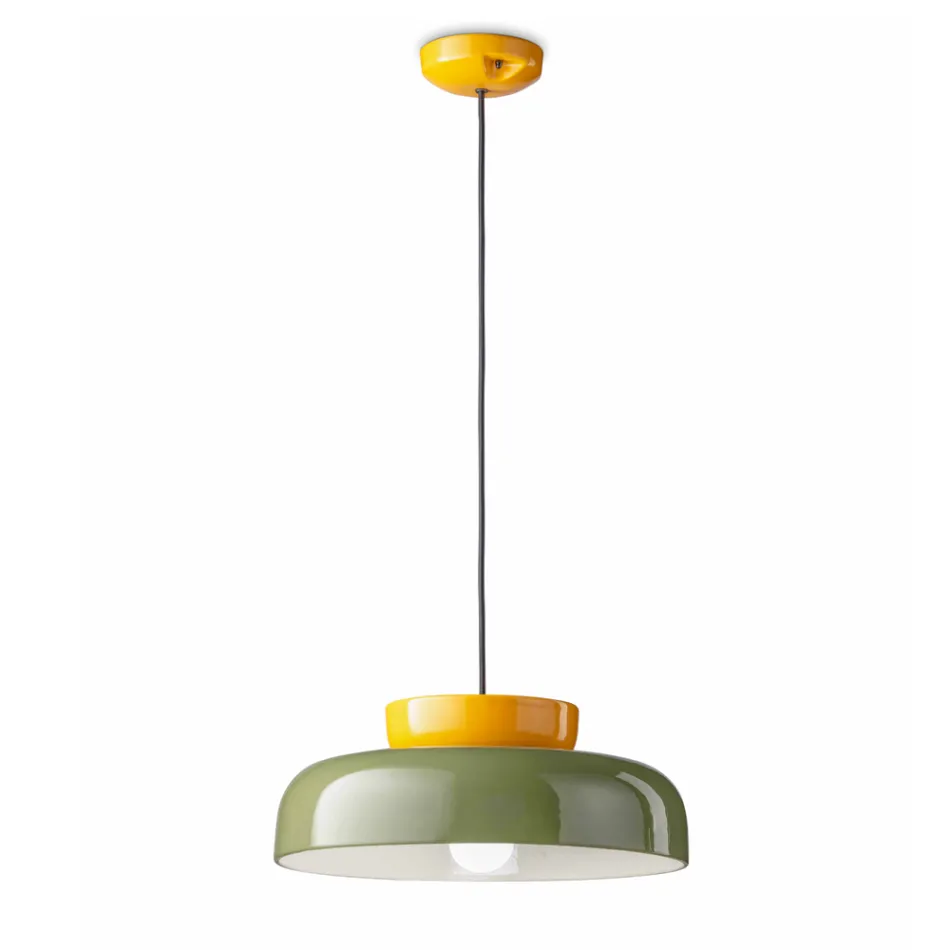 Suspension Lamp in Bicolor Ceramic Made in Italy - Corcovado Viadurini
