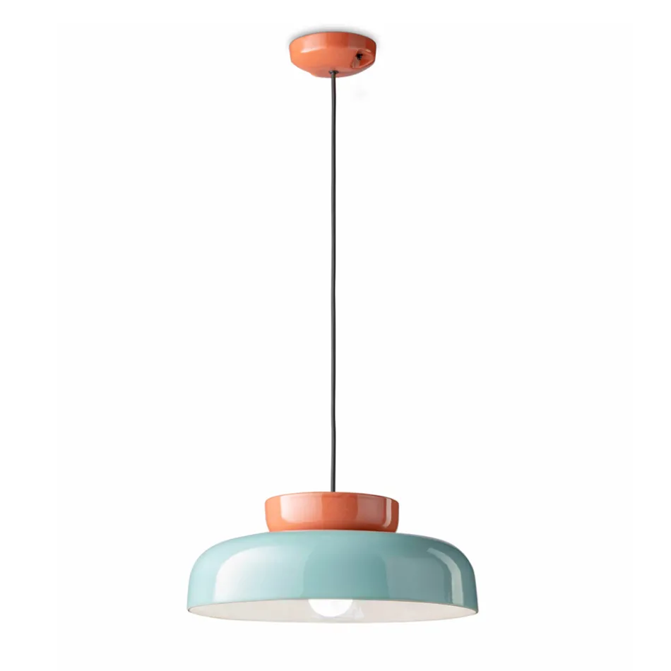 Suspension Lamp in Bicolor Ceramic Made in Italy - Corcovado Viadurini