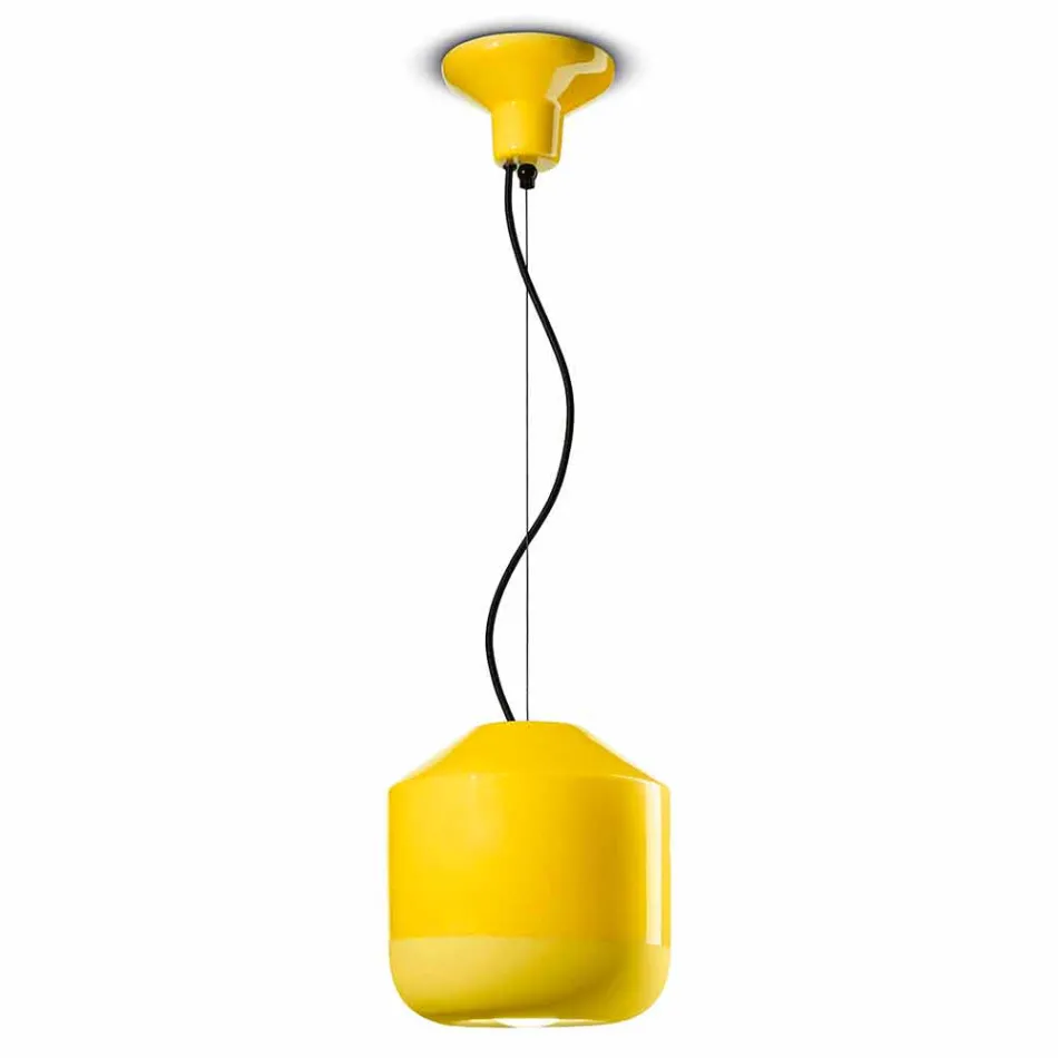 Suspension Lamp in Colored Ceramic Made in Italy - Ferroluce Bellota Viadurini