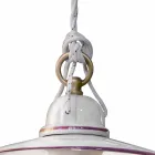 Suspension Lamp in Hand Painted Ceramic and Iron Design - Asti Viadurini