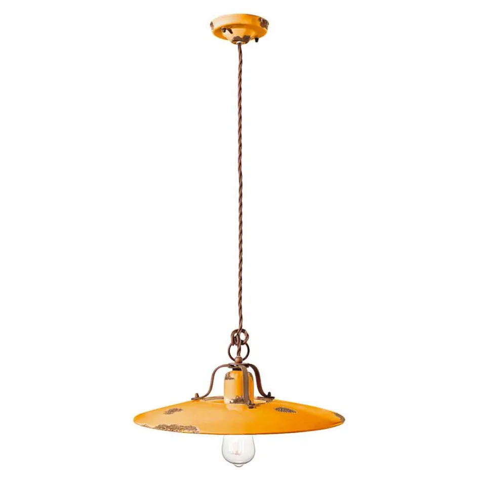 Lamp ceramic suspension and metal Emily country Ferroluce Viadurini