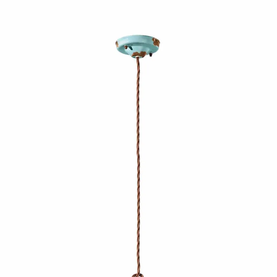 Lamp ceramic suspension and metal Emily country Ferroluce Viadurini