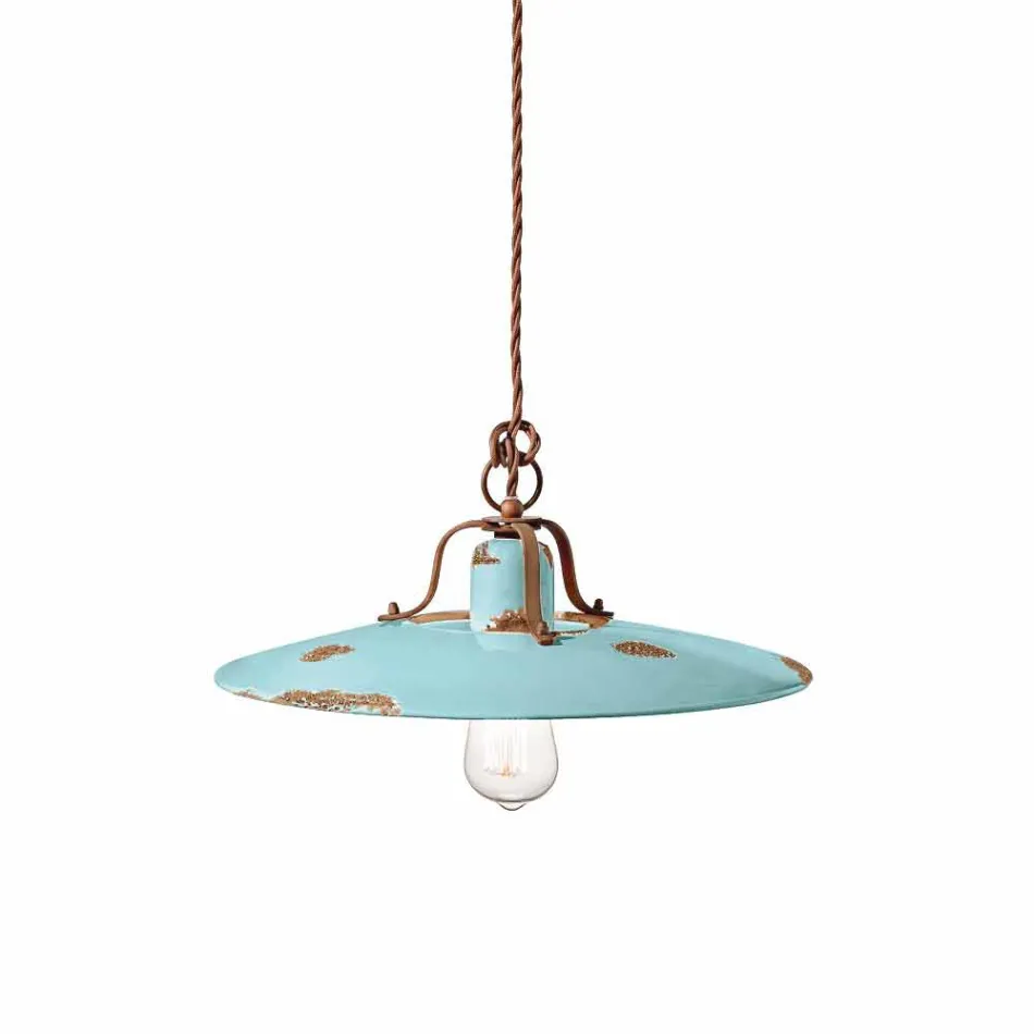 Lamp ceramic suspension and metal Emily country Ferroluce Viadurini