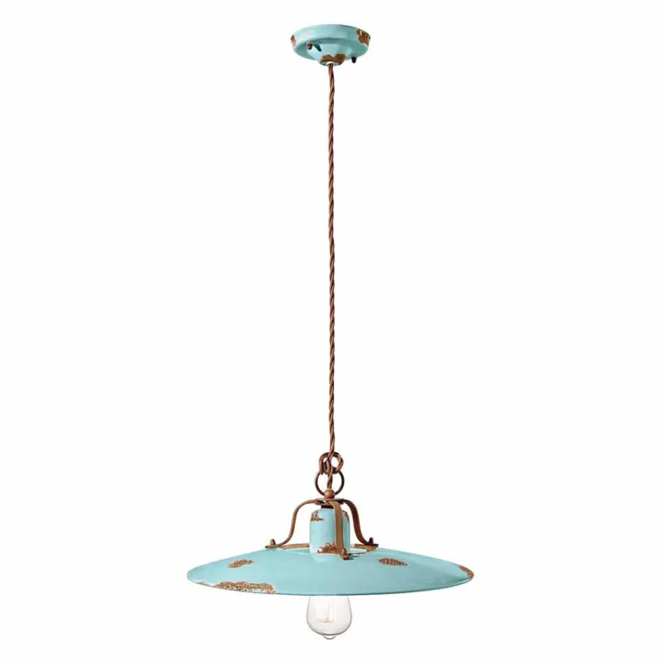 Lamp ceramic suspension and metal Emily country Ferroluce Viadurini