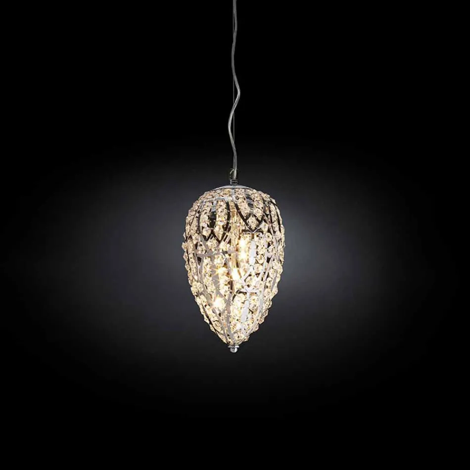 Hanging lamp in glass and steel in the shape of Egg Egg Viadurini