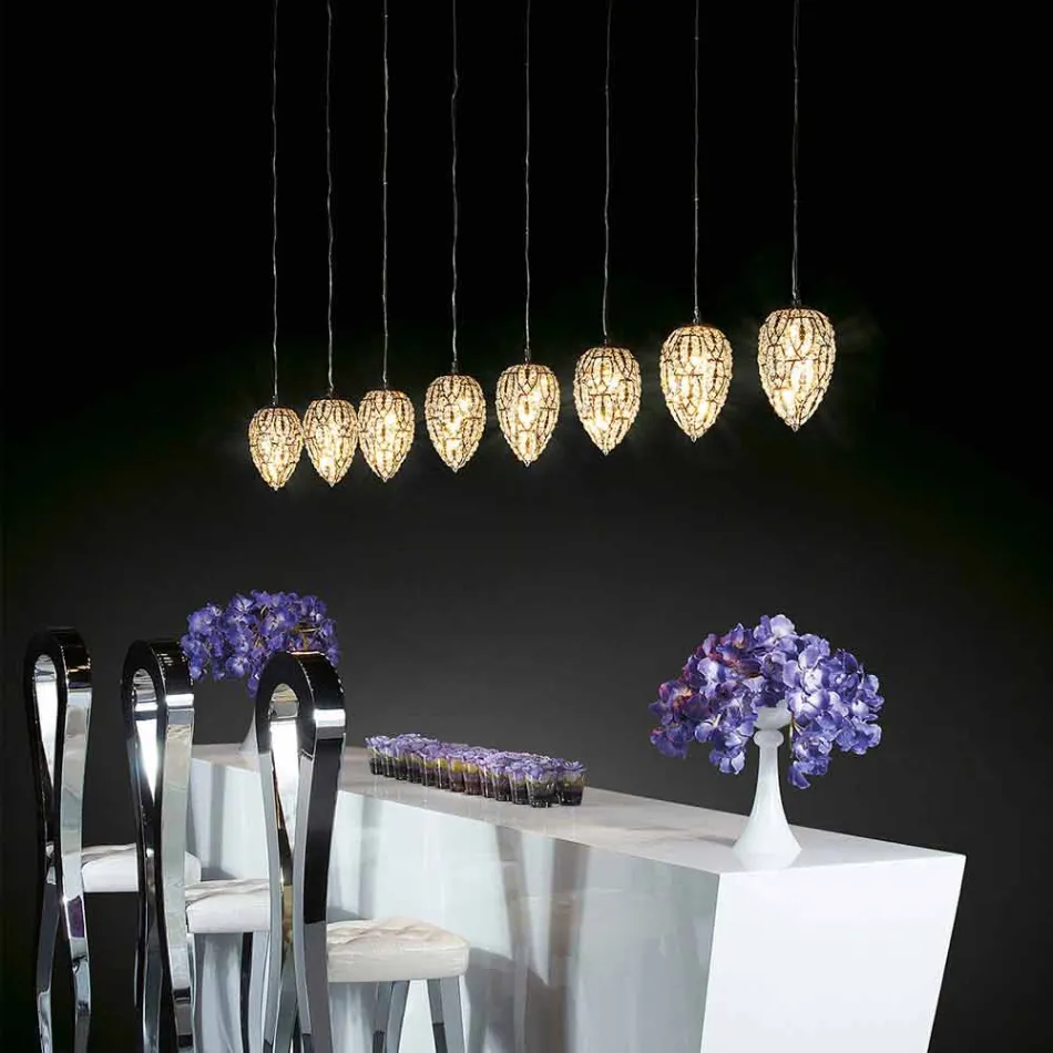 Hanging lamp in glass and steel in the shape of Egg Egg Viadurini